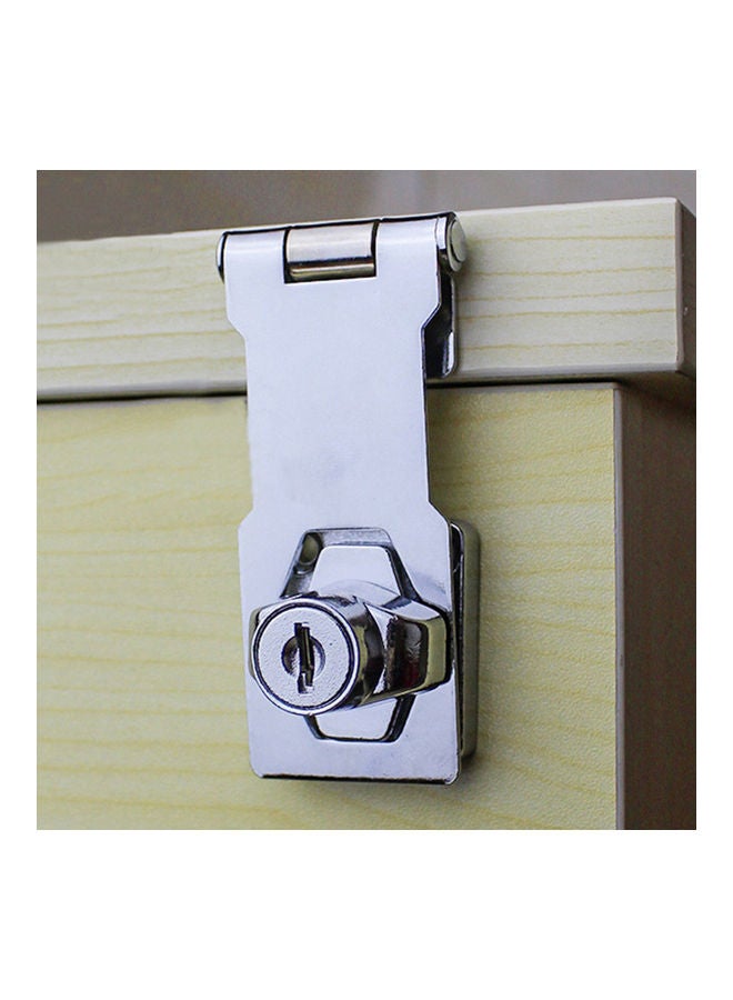 Plating Self Locking Security Hasp Staple 2 Keys Cabinet Lock Drawer Padlock Silver 20*10*20cm - Image 2