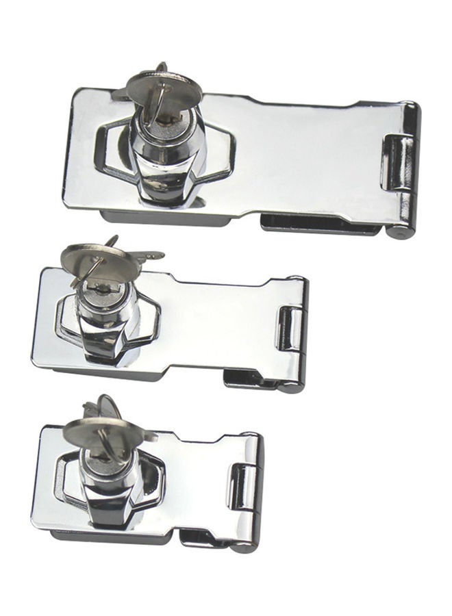 Plating Self Locking Security Hasp Staple 2 Keys Cabinet Lock Drawer Padlock Silver 20*10*20cm - Image 4