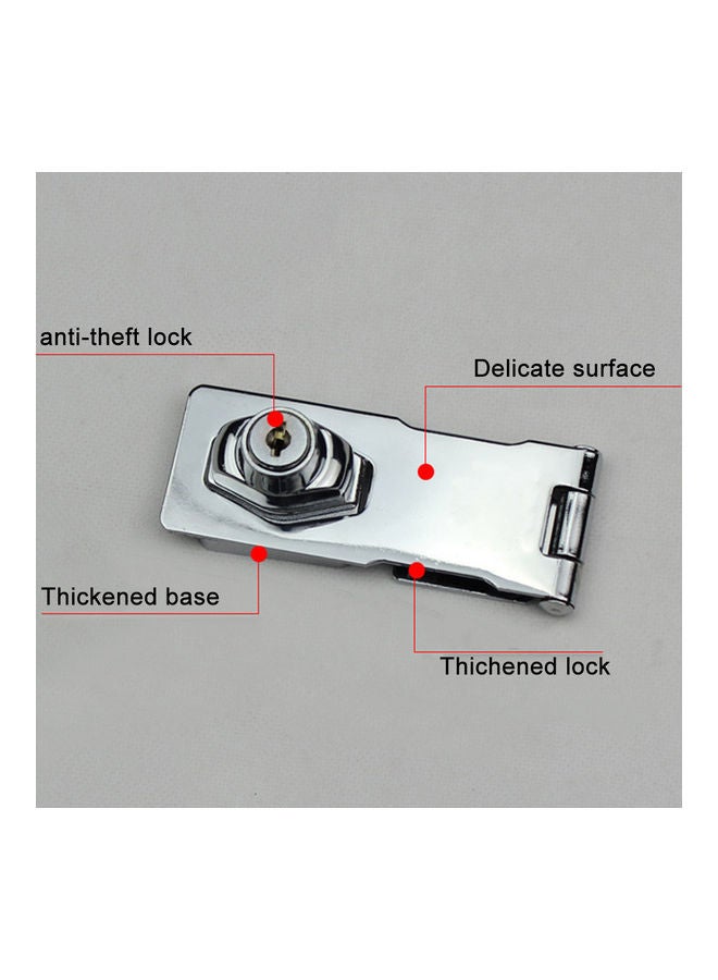 Plating Self Locking Security Hasp Staple 2 Keys Cabinet Lock Drawer Padlock Silver 20*10*20cm - Image 5