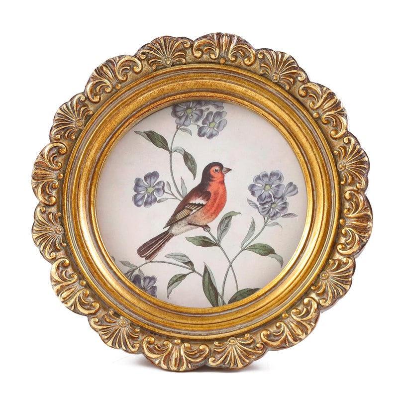 LIHOLO Round Picture Frames 3x3 Antique Picture Frames Small Vintage Picture Frames Mini Pictures Frames Bird Picture Frames Bronze Gallery Wall Decor - Image 1