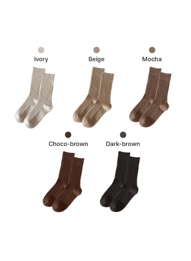 SANMUGEED Ribbed Socks Women Cozy Socks – 5 Pair Cute Womens Crew Socks - Image 3