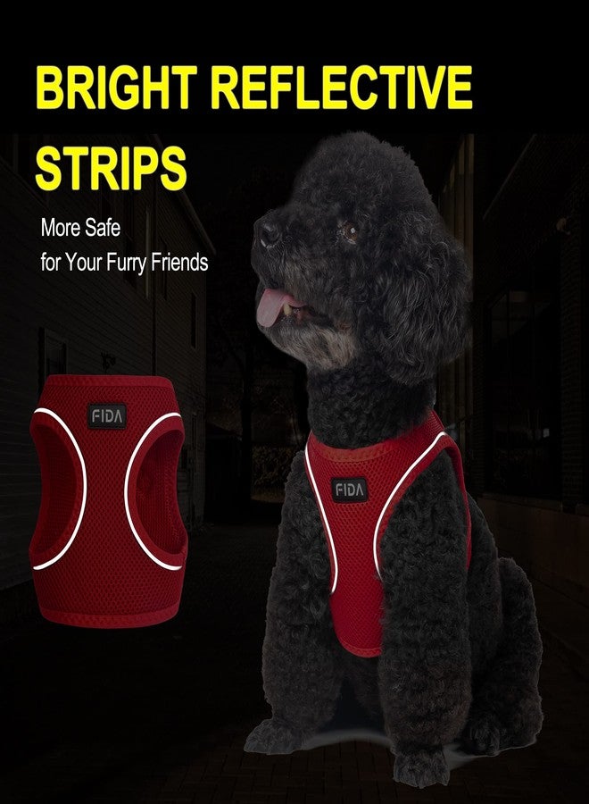 Fida Comfy Dog Harness with Leash, Soft Puppy Vest Escape Proof, Breathable Lightweight Soft Mesh, Adjustable Reflective Step-in Harness for Cat & Extra-Small Pet (XS, Red) - Image 4