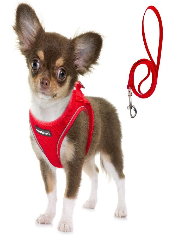 Fida Comfy Dog Harness with Leash, Soft Puppy Vest Escape Proof, Breathable Lightweight Soft Mesh, Adjustable Reflective Step-in Harness for Cat & Extra-Small Pet (XS, Red) - Image 1