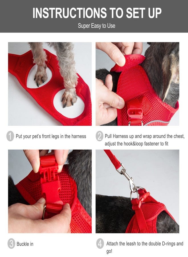 Fida Comfy Dog Harness with Leash, Soft Puppy Vest Escape Proof, Breathable Lightweight Soft Mesh, Adjustable Reflective Step-in Harness for Cat & Extra-Small Pet (XS, Red) - Image 5