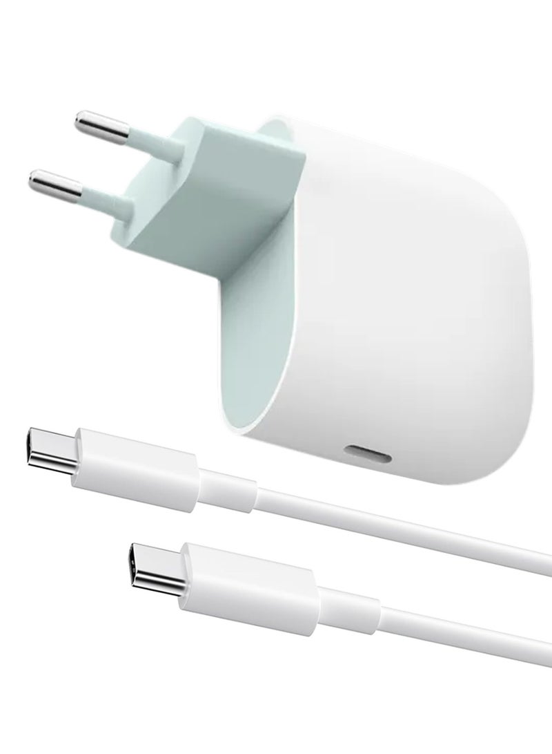 Google 45W USB-C Power Charger with USB-C 1m Cable - Fast-Charging Pixel Phone Charger Compatible with Google Products and Other USB-C Devices White-2 - Image 1