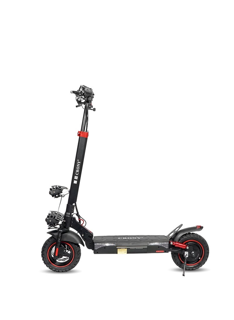 Crony - T4 Fast Speed E-Scooter 2000W Motor 48v/13ah,10"Off-Road Tires,Dual Suspension/Hydraulic Disc Brakes E-Bike, Triple Led Headlamps,  App-Connected Smart Lock,All-Terrain, Easy Foldable, Portable Commuter Electric Scooter For Adults & Kids, 25kg Aluminum Frame 120kg Load Skateboard, Urban Mobility tool，No Seat - Image 1