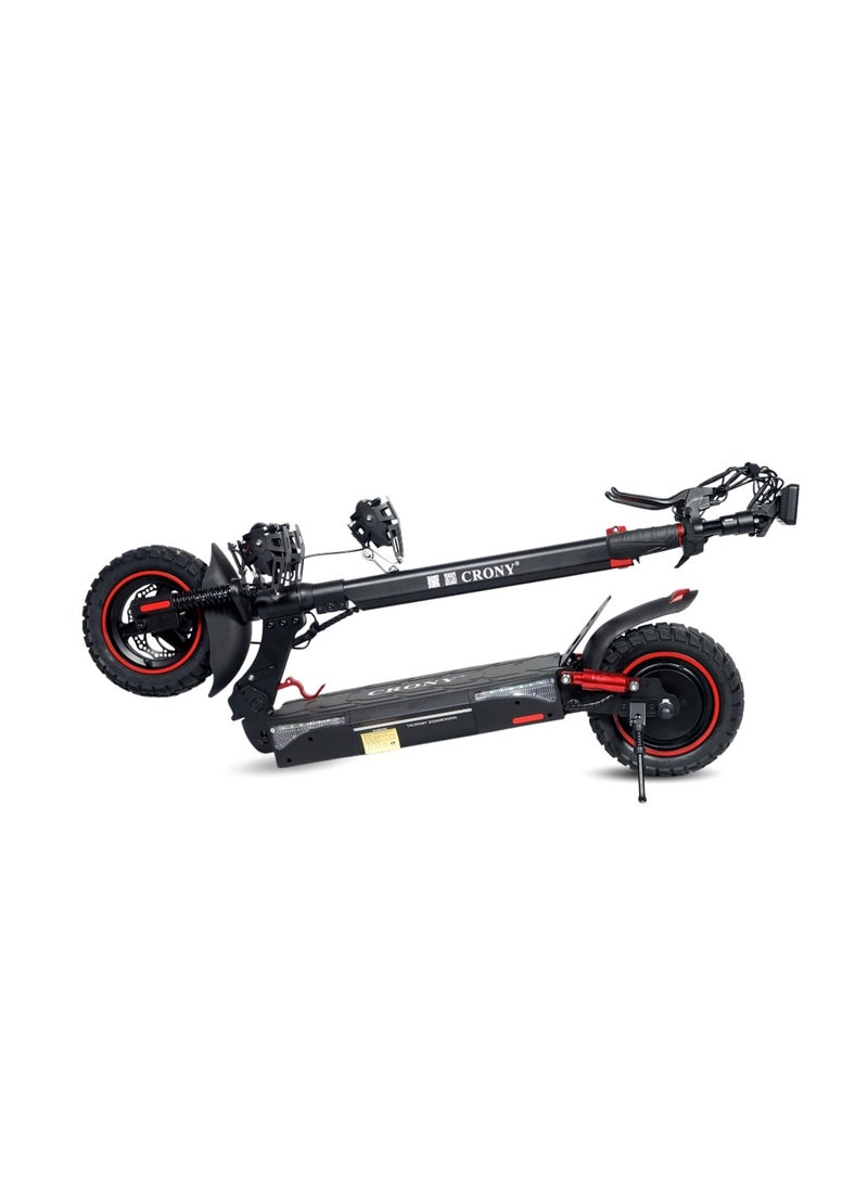 Crony - T4 Fast Speed E-Scooter 2000W Motor 48v/13ah,10"Off-Road Tires,Dual Suspension/Hydraulic Disc Brakes E-Bike, Triple Led Headlamps,  App-Connected Smart Lock,All-Terrain, Easy Foldable, Portable Commuter Electric Scooter For Adults & Kids, 25kg Aluminum Frame 120kg Load Skateboard, Urban Mobility tool，No Seat - Image 1
