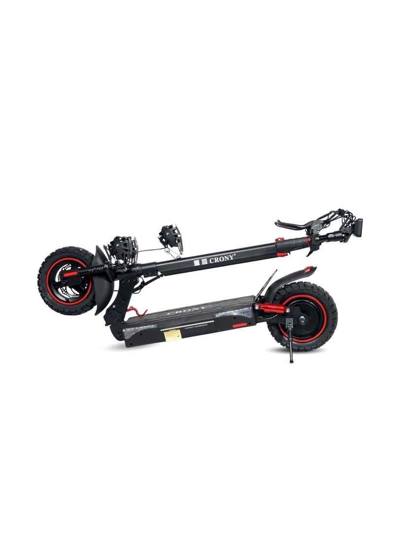 Crony T4 E-Scooter 2000W Motor, Max Speed 40-65km/h, 10"Off-Road Tires,48v/13ah Dual Suspension/Hydraulic Disc Brakes E-Bike, Triple Led Headlamps,  App-Connected Smart Lock,All-Terrain, Easy Foldable, Portable Commuter Electric Scooter For Adults & Kids, 25kg Aluminum Frame 120kg Load Skateboard, Urban Mobility tool，No Seat - Image 3