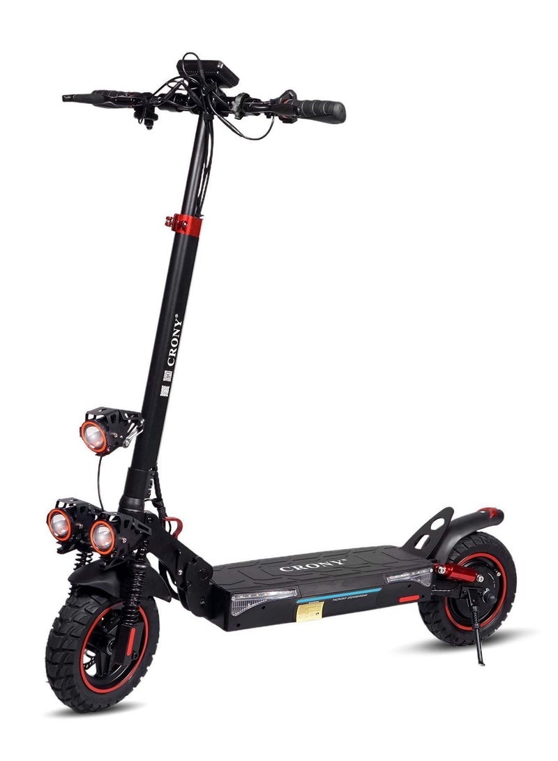 Crony T4 E-Scooter 2000W Motor, Max Speed 70km/h, 10"Off-Road Tires,48v/13ah Dual Suspension/Hydraulic Disc Brakes E-Bike, Triple Led Headlamps,  App-Connected Smart Lock,All-Terrain, Easy Foldable, Portable Commuter Electric Scooter For Adults & Kids, 25kg Aluminum Frame 120kg Load Skateboard, Urban Mobility tool，No Seat - Image 1
