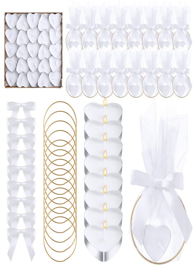 Shimeyao 50 Sets Wedding Favors for Guests Bulk 50 Heart Shaped Candles 50 Metal Rings 3 Inch 50 Organza Bags 50 Bow Ribbon DIY Wedding Gifts for Party Supplies Gift Souvenir Guests Men Women - Image 1