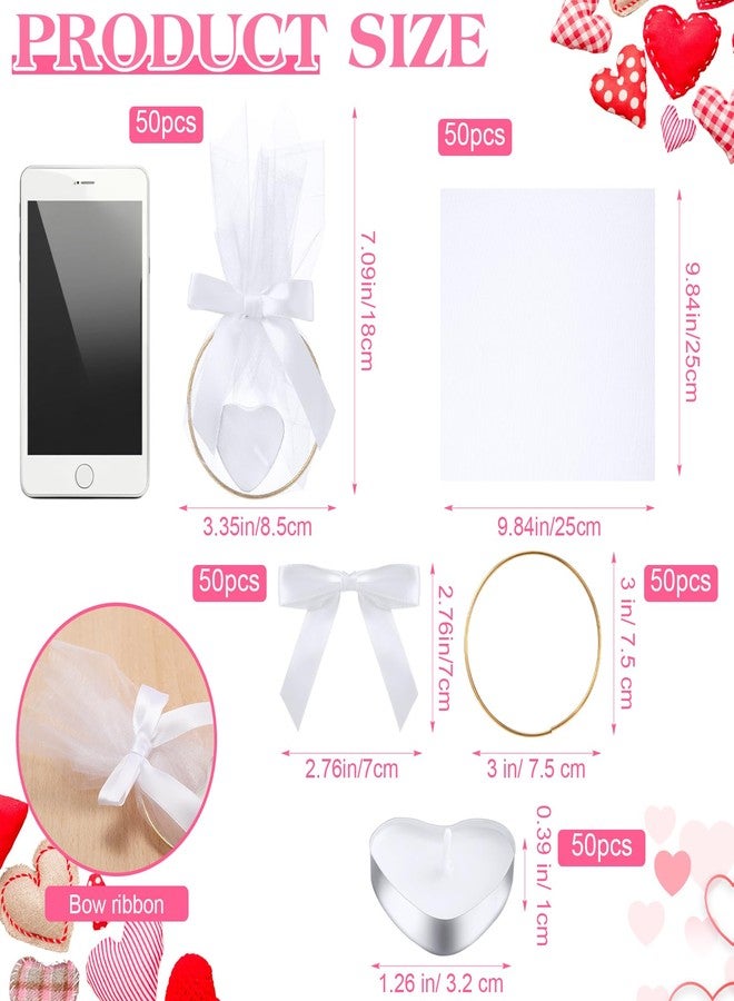 Shimeyao 50 Sets Wedding Favors for Guests Bulk 50 Heart Shaped Candles 50 Metal Rings 3 Inch 50 Organza Bags 50 Bow Ribbon DIY Wedding Gifts for Party Supplies Gift Souvenir Guests Men Women - Image 2