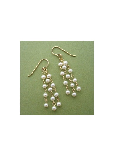 EvancyStore Handmade Earrings Gold with fluffy Pearls women's accessories