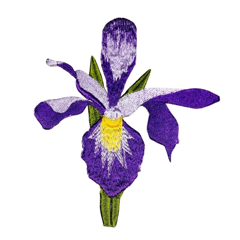 GARAAN GARAAN Machine Embroidered Applique Embroidery Patch Sew on Patches DIY Projects Iris Flower Lavender Pack of 5