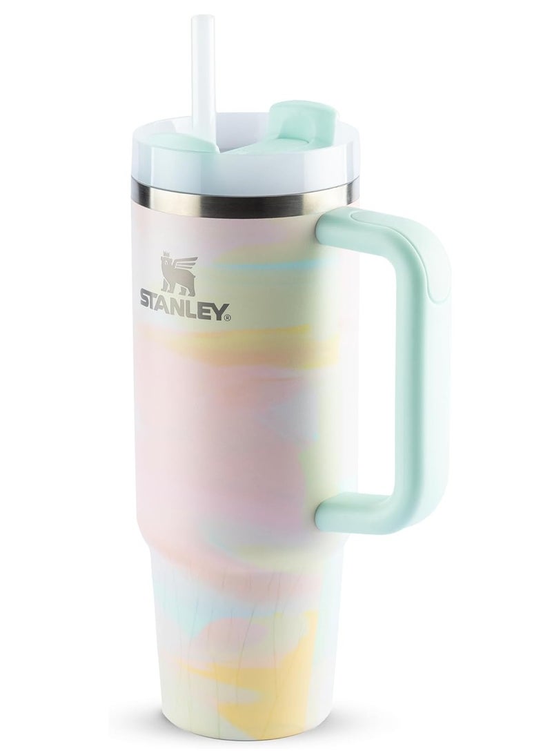 Stanley Quencher H2.0 40oz Vacuum Insulated Tumbler Brush Strokes Travel Mug with Reusable Lid and Straw for Water, Coffee, Smoothies, and Iced Tea Durable, Stylish, and Leakproof - Image 1