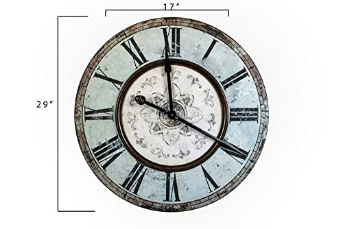 Creative Co-Op Distressed Mint Green Round Wall Clock - Image 4