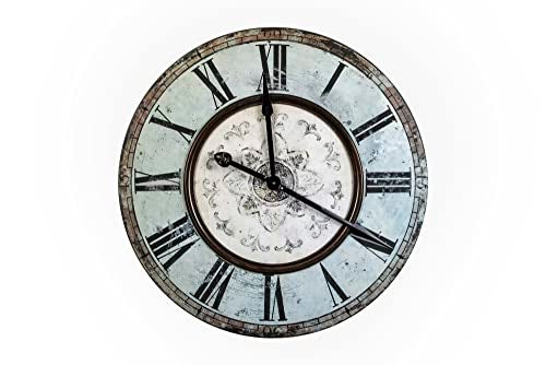 Creative Co-Op Distressed Mint Green Round Wall Clock - Image 1