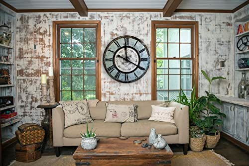 Creative Co-Op Distressed Mint Green Round Wall Clock - Image 3