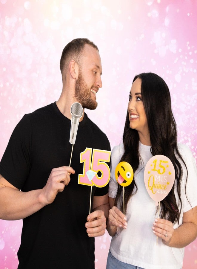 Outside The Booth Quinceanera Photo Booth Props - 41-pc Photobooth Kit with 8 x 10-Inch Sign, 60 Adhesive Pads, 45 Sticks - Sweet 15 Photo Booth Props - Decoracion para 15 Años Quinceañeras - Image 5