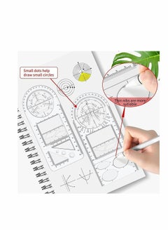 Y&D 3Pcs Multifunctional Geometric Ruler, Mathematics Drawing Template Measuring Draft Rulers for Student School Office  - Image 3