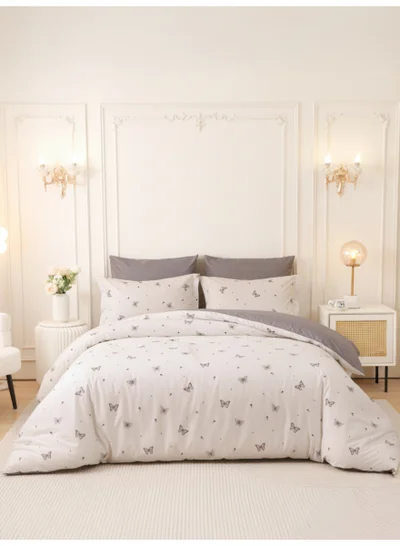 Donetella Printed Duvet Set, King Size Fits 200x200 cm - 6-Pcs Bed Set, Brushed Microfiber Fabric - 1 Duvet Cover, 1 Fitted Sheet, 2 Pillow Shams, 2 Pillowcases (Filler Not Included)