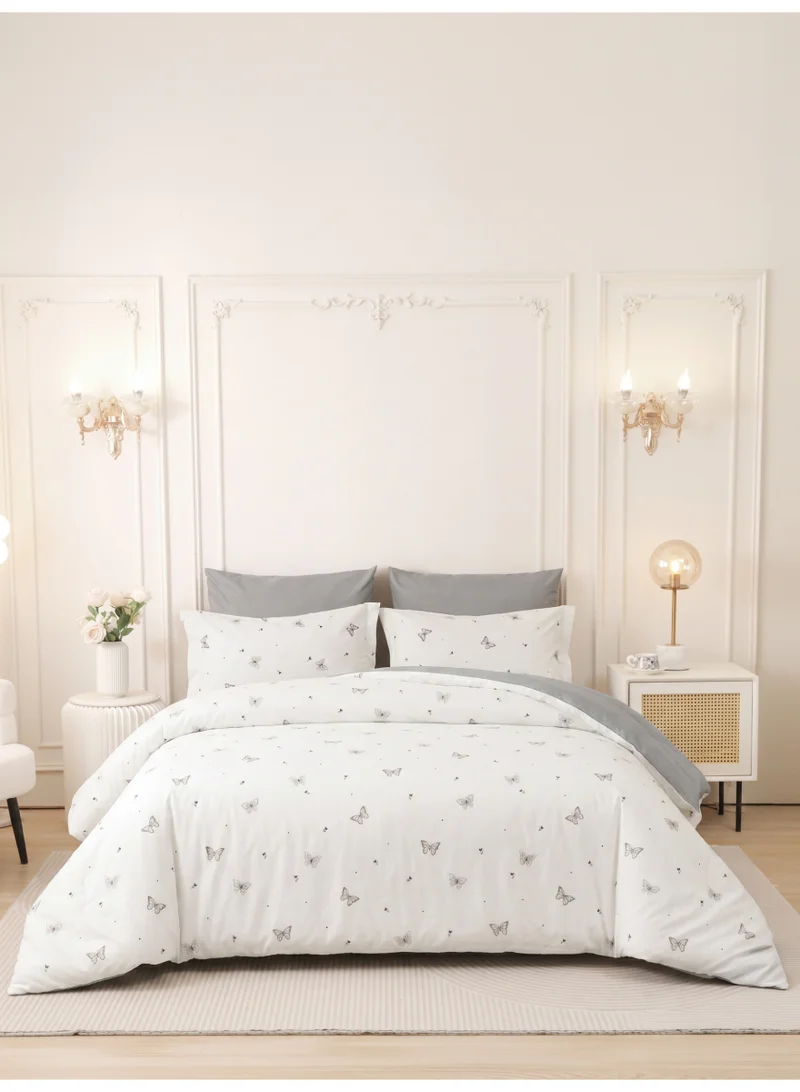 Printed Duvet Set, King Size Fits 200x200 cm - 6-Pcs Bed Set, Brushed Microfiber Fabric - 1 Duvet Cover, 1 Fitted Sheet, 2 Pillow Shams, 2 Pillowcases (Filler Not Included)