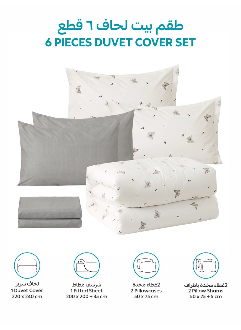 Donetella Printed Duvet Set, King Size Fits 200x200 cm - 6-Pcs Bed Set, Brushed Microfiber Fabric - 1 Duvet Cover, 1 Fitted Sheet, 2 Pillow Shams, 2 Pillowcases (Filler Not Included) - Image 4