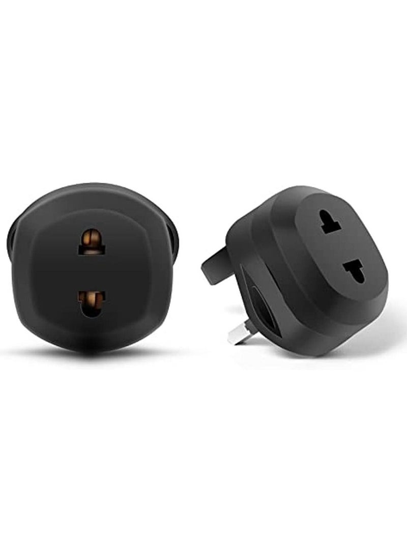 OIMG Pack Of 2 Eu Europe European To Uae Uk 3-Pin Travel Adapter Plug For Shaver Shaving Toothbrush Bathroom Black  - Image 1