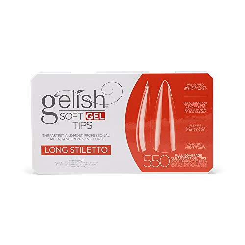 Gelish Soft Gel Tips 550 Count Professional Quality Press on Nails Extension for Strong LongLasting Manicures Easy Application Natural Look Preshaped False Nail Long Stiletto - Image 2