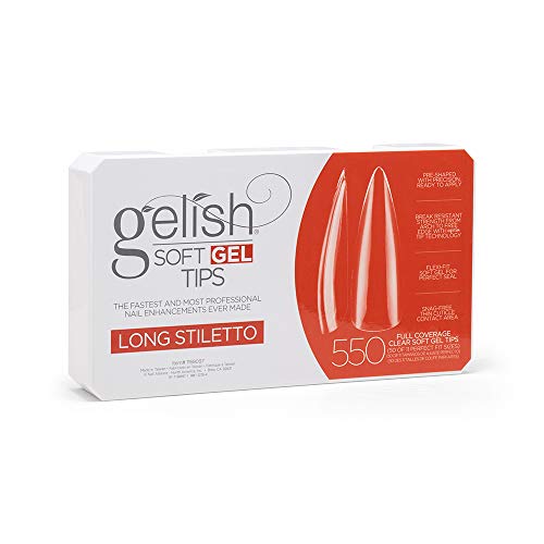 Gelish Soft Gel Tips 550 Count Professional Quality Press on Nails Extension for Strong LongLasting Manicures Easy Application Natural Look Preshaped False Nail Long Stiletto - Image 5
