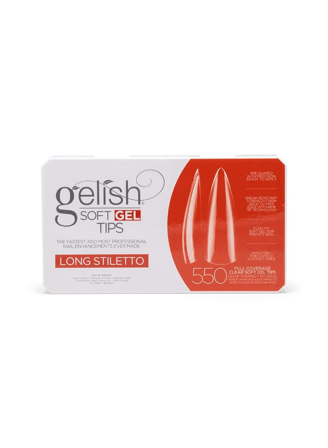 Gelish Soft Gel Tips 550 Count Professional Quality Press on Nails Extension for Strong LongLasting Manicures Easy Application Natural Look Preshaped False Nail Long Stiletto - Image 3