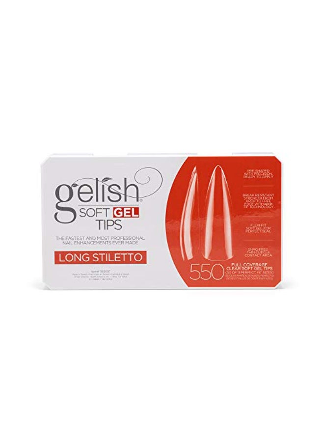 Gelish Soft Gel Tips 550 Count Professional Quality Press on Nails Extension for Strong LongLasting Manicures Easy Application Natural Look Preshaped False Nail Long Stiletto - Image 1