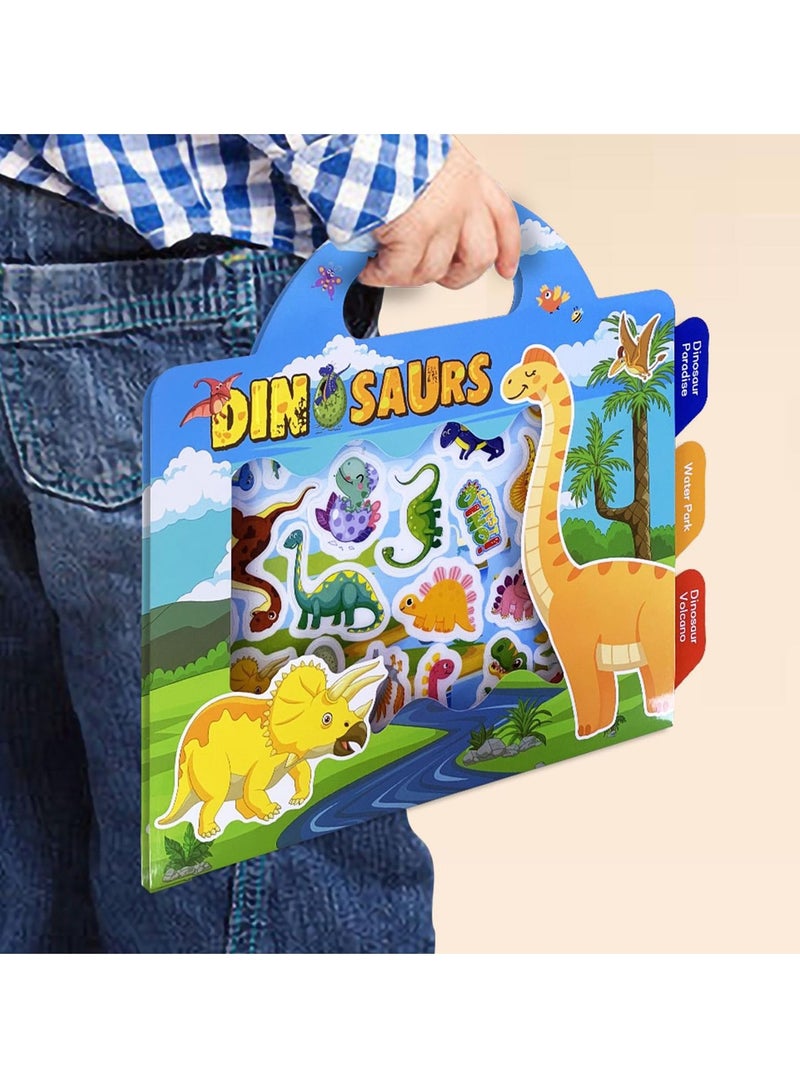 SYOSI Reusable Sticker Book, Sticker Books for Toddlers 1-3, Four Sets of Jelly Stickers for Kids Sixteen Scenes-Dinosaur, Animal, Ocean, Princess - Image 3