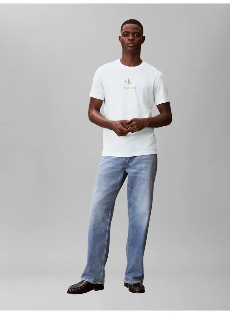 Calvin Klein Jeans Bright White Shadow Logo T-Shirt for Men | Best Price UAE