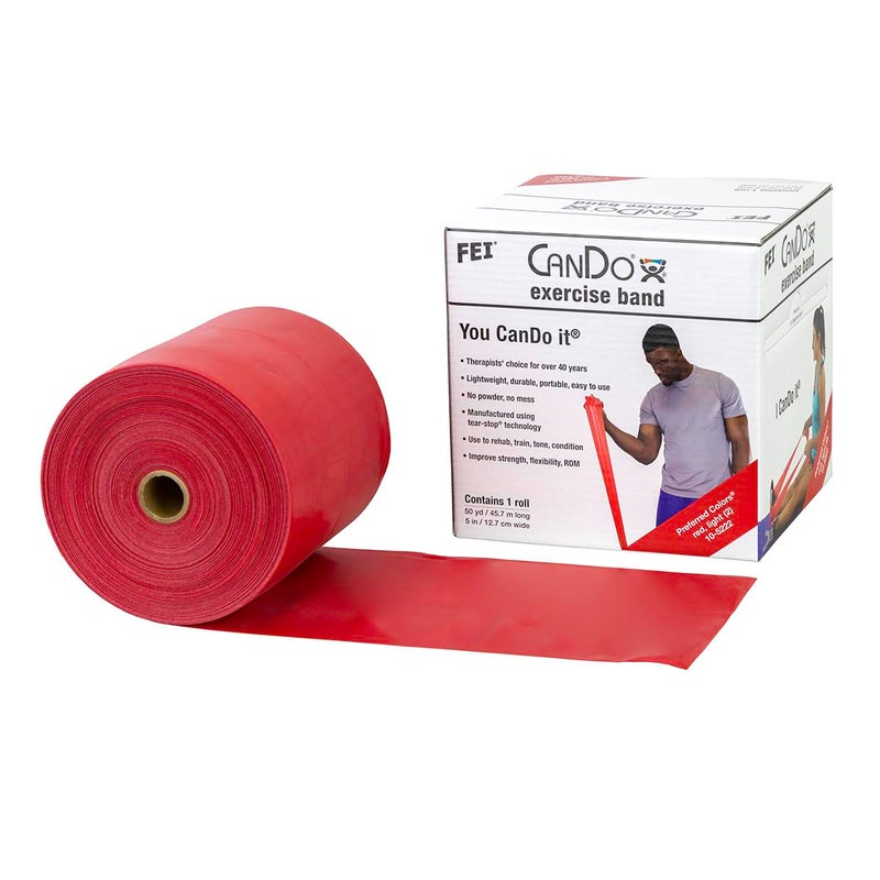 Cando W58512 Low Powder Exercise Band, 50 yd Length, Red, Light - Image 1