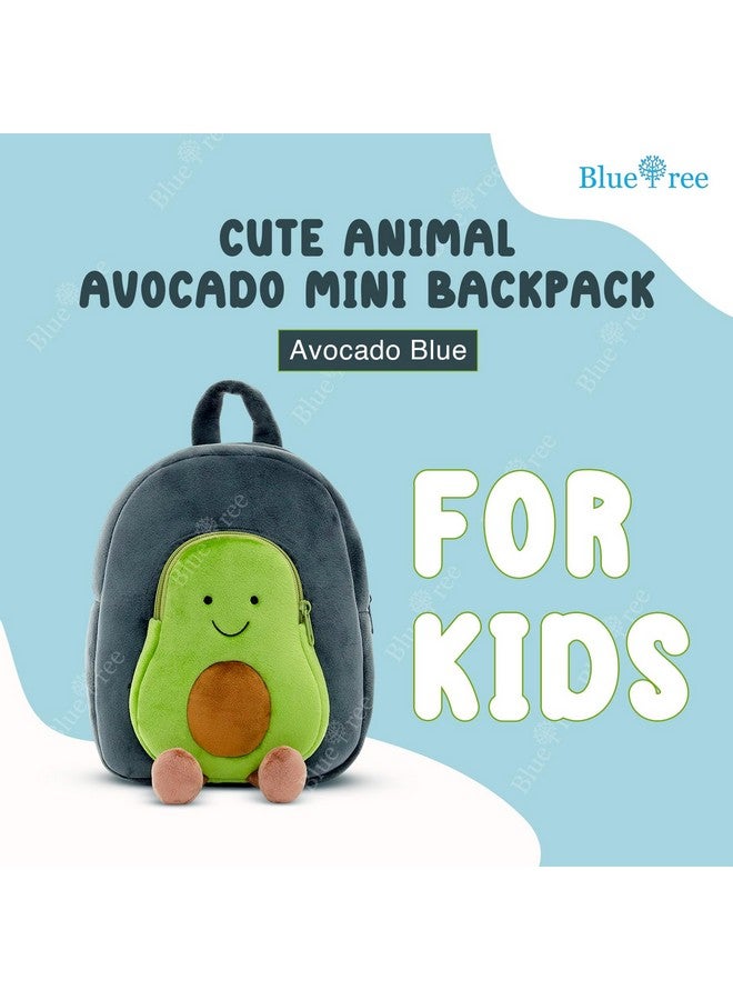 blue tree Cute Kids Backpack Toddler Bag Plush Animal Cartoon Mini Travel Bag for Baby Girl Boy 1-5 Years (small, Avocado Blue, Avocado Blue) - Image 2