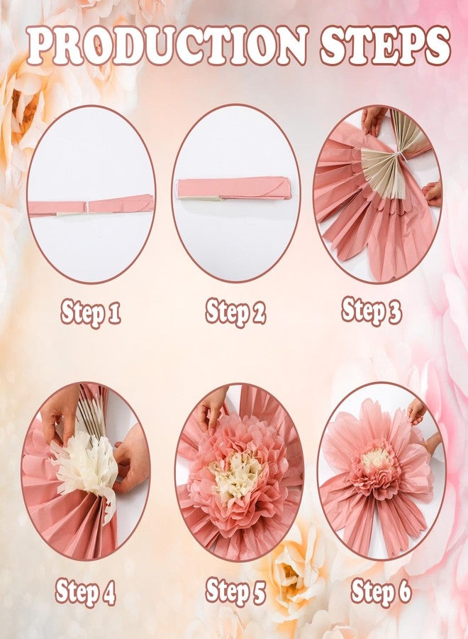 Giegxin 6 Pcs 31.5", 24" Pink Giant Paper Flower Boho Large Tissue Paper Flower for Wall Big Pink Pom Pom Floral Decorations for Wall Wedding Bridal Shower Baby Shower Tea Party Nursery Birthday Decor - Image 4