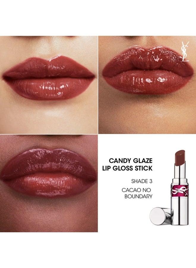 ایو سن لوران إيف سان لوران Candy Glaze ملمع شفاه ستيك – 03 Cacao No Boundary – لون شفاه بني مرطب بلمعان عالٍ - Image 2