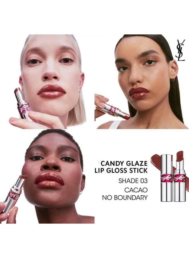 ایو سن لوران إيف سان لوران Candy Glaze ملمع شفاه ستيك – 03 Cacao No Boundary – لون شفاه بني مرطب بلمعان عالٍ - Image 3