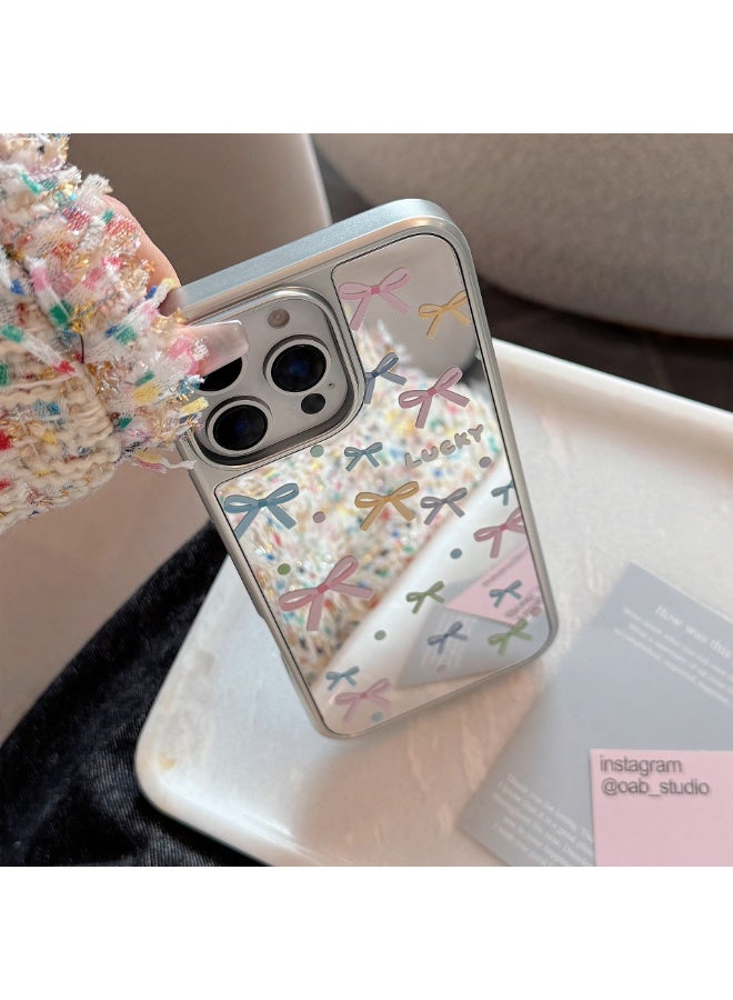 NIBEMINENT Colored Bow Protective TPU Case Cover For iPhone 15 Pro, Silver - Image 2