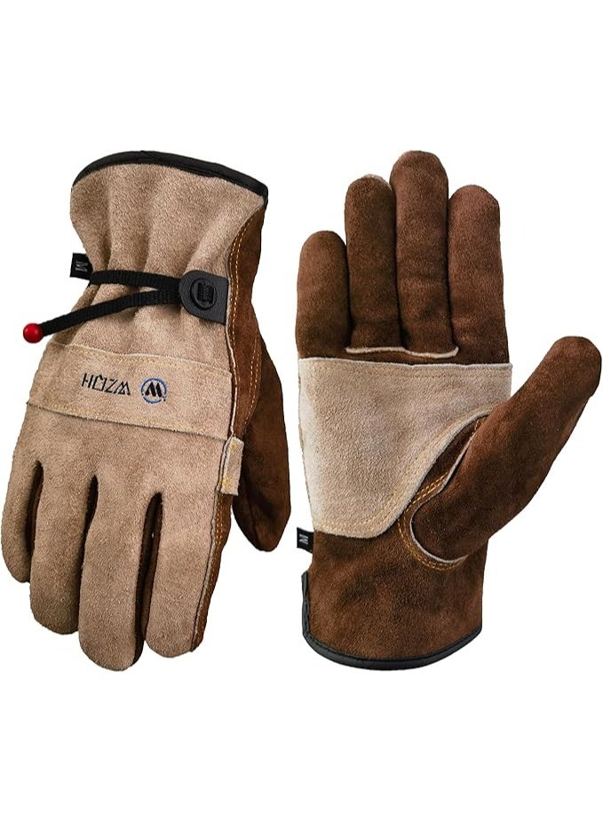 WZQH Leather Work Gloves for Men or Women. Medium Glove for Gardening, Tig/Mig Welding, Construction, Chainsaw, Farm, Ranch, etc. Cowhide, Cotton Lined, Utility, Firm Grip, Durable. Coffee-grey M - Image 1