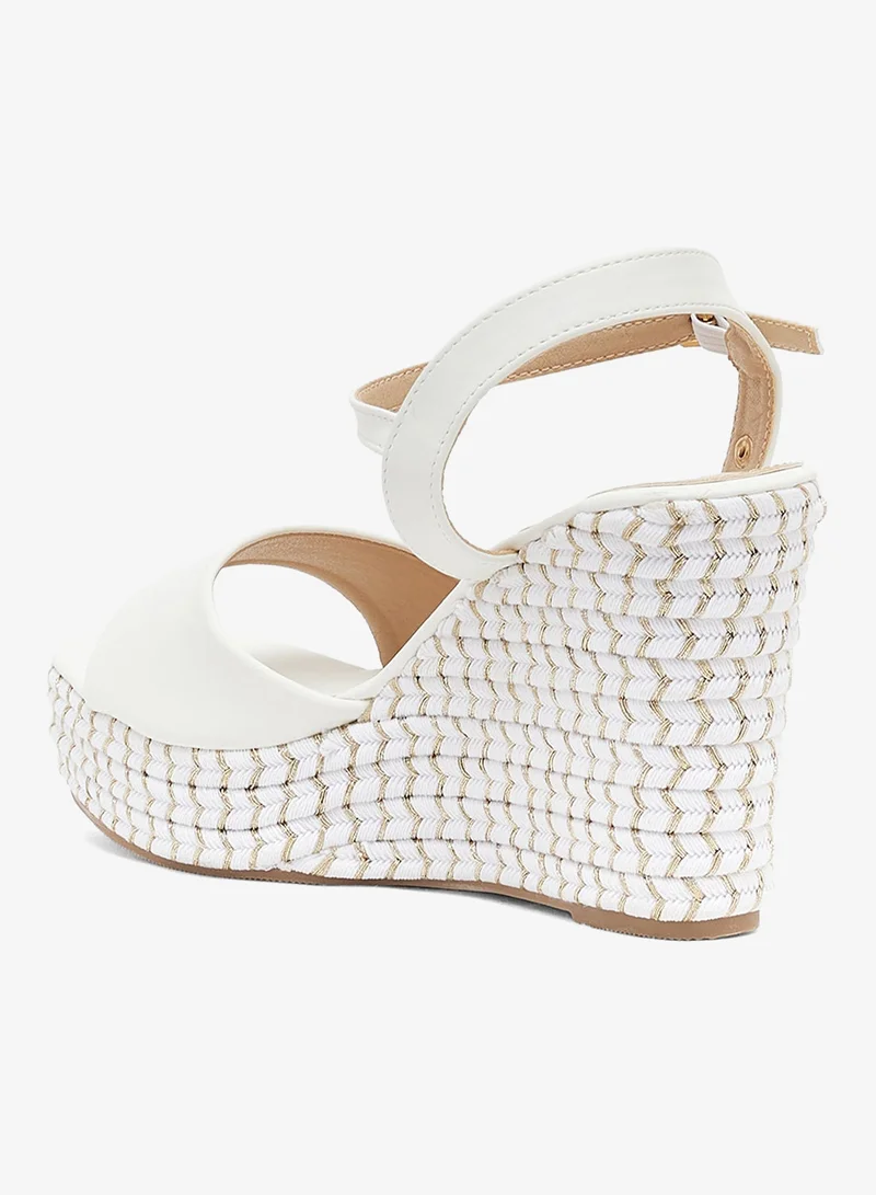 Ginger WHITE Ankle Strap Wedge Sandals for Women | Best Price UAE