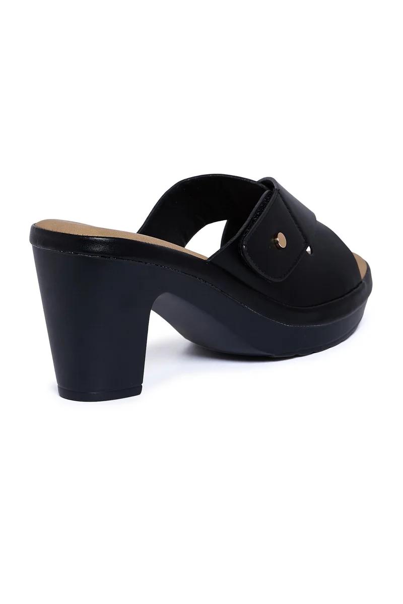 Geoomnii BLACK Geoomnii Comfort Slide Sandals for Women – Cushioned Slip-On Casual Sandals for Daily Wear, Home, Travel & Walking for Women | Best Price UAE