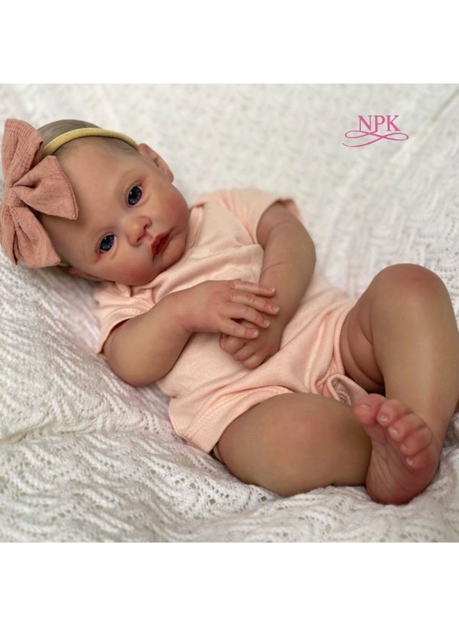 ان بي كي دمية سيليكون بطول ١٩ بوصة، مزينة برسومات يدوية ثلاثية الأبعاد وأوردة شفافة، دمية طفلة واقعية، مجموعة لعب دمية ريبورن. - Image 1