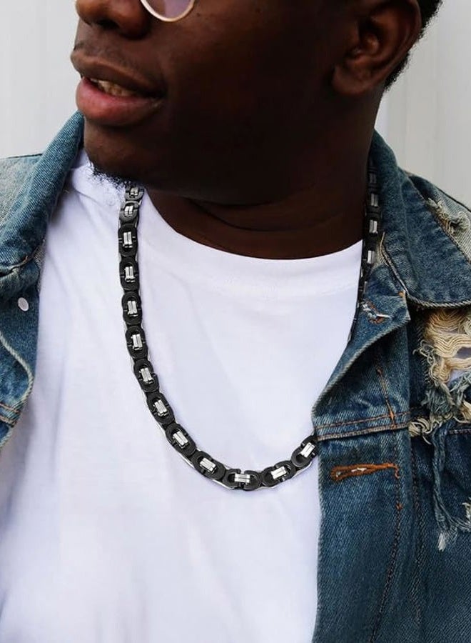 ChainsHouse Stainless Steel Flat Byzantine Chain Necklace Men 10mm 22inch Byzantine Necklace Male - Image 5