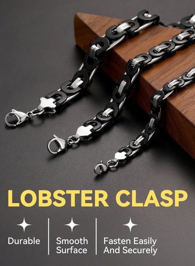 ChainsHouse Stainless Steel Flat Byzantine Chain Necklace Men 10mm 22inch Byzantine Necklace Male - Image 4