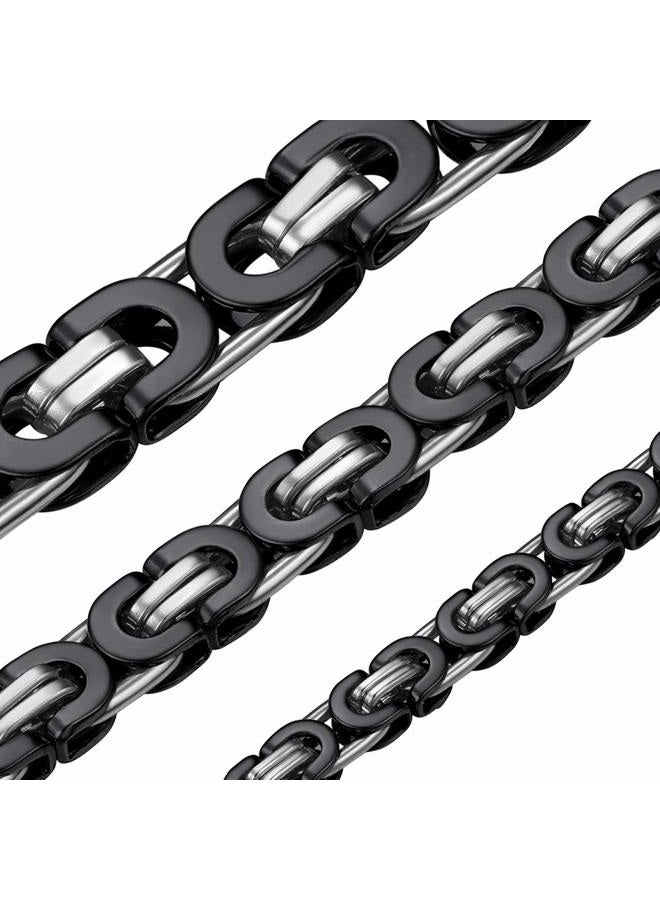 ChainsHouse Stainless Steel Flat Byzantine Chain Necklace Men 10mm 22inch Byzantine Necklace Male - Image 1