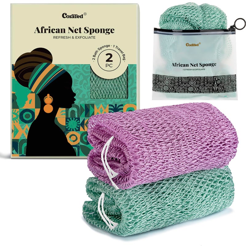 CORATED African Net Sponge with Knots Authentic, Shower Loofah Exfoliating Bath Sponge, Body Scrubber for Women and Men Daily Use Body Care, Portable Bath Accessories Gifts - Image 1