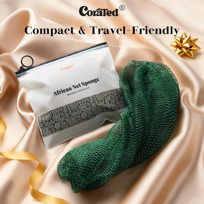 CORATED African Net Sponge with Knots Authentic, Shower Loofah Exfoliating Bath Sponge, Body Scrubber for Women and Men Daily Use Body Care, Portable Bath Accessories Gifts - Image 5
