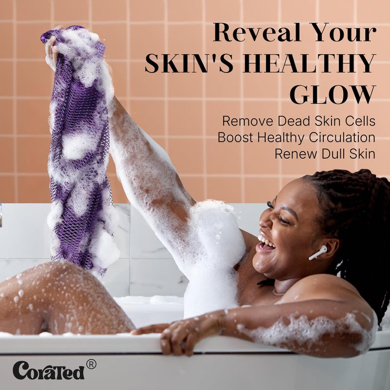 CORATED African Net Sponge with Knots Authentic, Shower Loofah Exfoliating Bath Sponge, Body Scrubber for Women and Men Daily Use Body Care, Portable Bath Accessories Gifts - Image 4