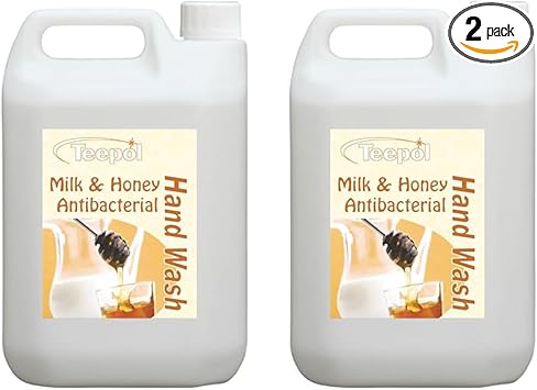Teepol Milk Honey Antibacterial Hand Wash Luxury Scented Liquid Hand Soap Refill Antibacterial Handwash Effective GermKilling Hand Soap Soft on Skin 5L Pack of 2 - Image 1